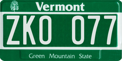 VT license plate ZKO077