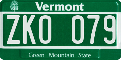 VT license plate ZKO079
