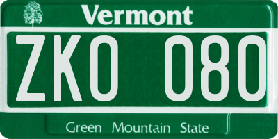 VT license plate ZKO080