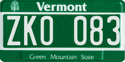 VT license plate ZKO083