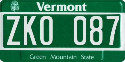 VT license plate ZKO087
