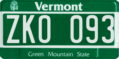 VT license plate ZKO093