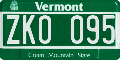 VT license plate ZKO095