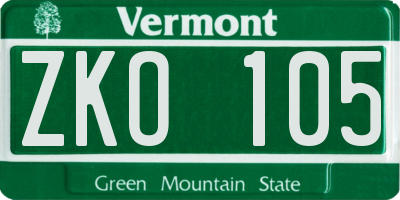 VT license plate ZKO105