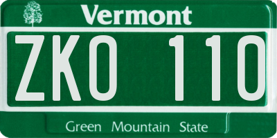 VT license plate ZKO110