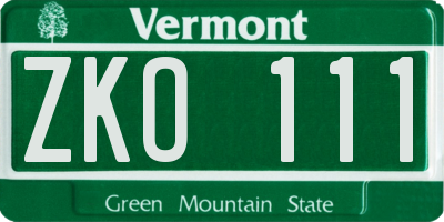 VT license plate ZKO111