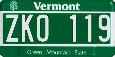 VT license plate ZKO119