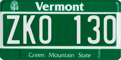 VT license plate ZKO130