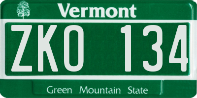 VT license plate ZKO134