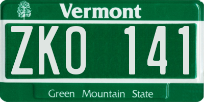 VT license plate ZKO141