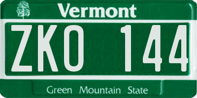 VT license plate ZKO144