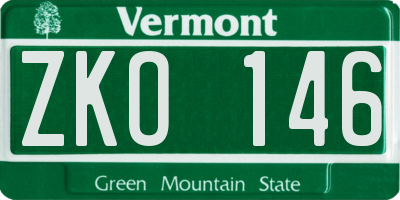 VT license plate ZKO146