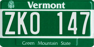 VT license plate ZKO147