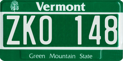VT license plate ZKO148
