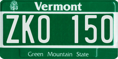 VT license plate ZKO150