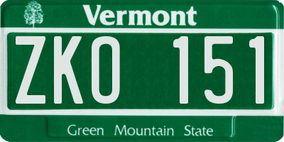 VT license plate ZKO151