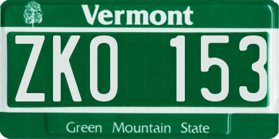 VT license plate ZKO153