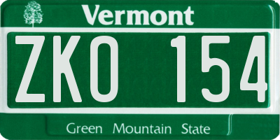 VT license plate ZKO154
