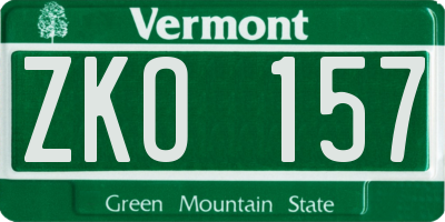 VT license plate ZKO157