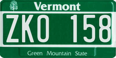VT license plate ZKO158