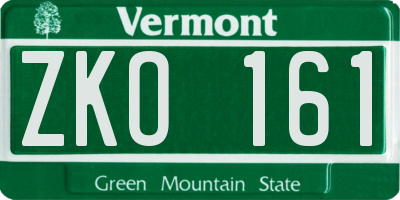 VT license plate ZKO161