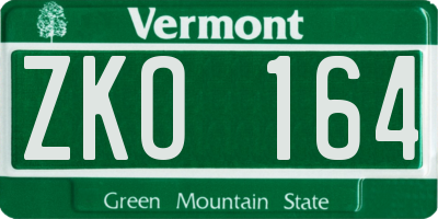 VT license plate ZKO164