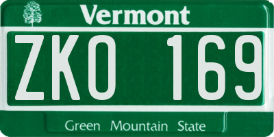 VT license plate ZKO169