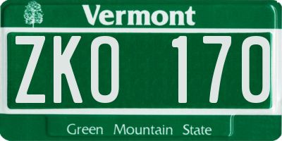 VT license plate ZKO170