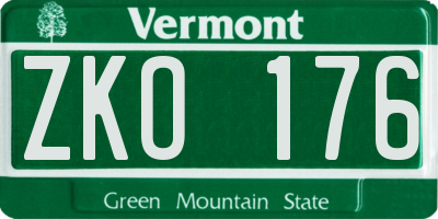 VT license plate ZKO176