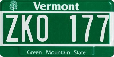 VT license plate ZKO177