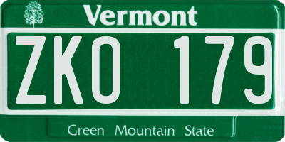 VT license plate ZKO179
