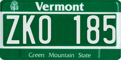VT license plate ZKO185