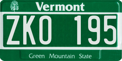 VT license plate ZKO195