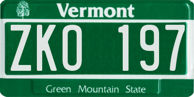 VT license plate ZKO197