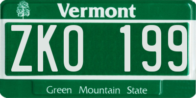VT license plate ZKO199