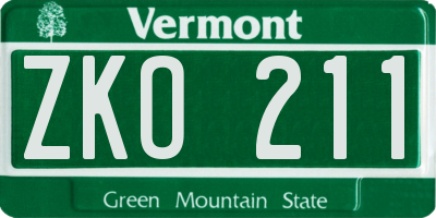 VT license plate ZKO211