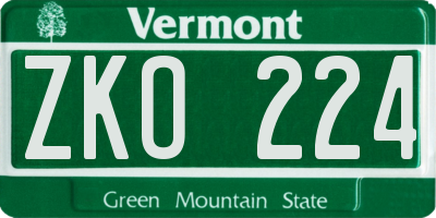 VT license plate ZKO224