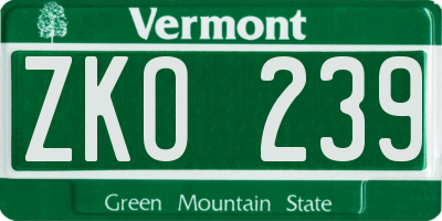VT license plate ZKO239