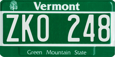 VT license plate ZKO248