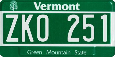 VT license plate ZKO251