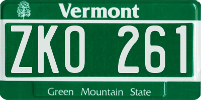 VT license plate ZKO261