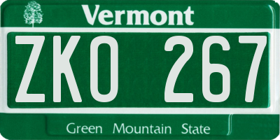 VT license plate ZKO267