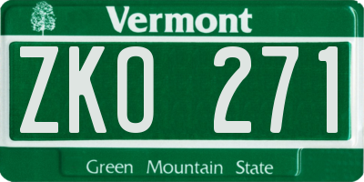 VT license plate ZKO271