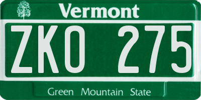 VT license plate ZKO275