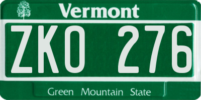 VT license plate ZKO276