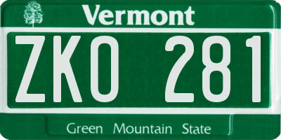 VT license plate ZKO281