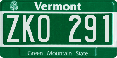 VT license plate ZKO291