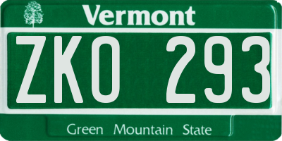 VT license plate ZKO293
