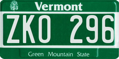 VT license plate ZKO296