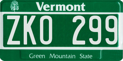 VT license plate ZKO299